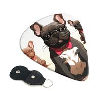 Cartoon dog french bulldog Guitar Picks 6 Pcs, 0.71mm Thickness Celluloid Plectrum with Leather Picks Holder, Personalized Guitar Pick for Bass Electric Acoustic Guitars Lovers Gift
