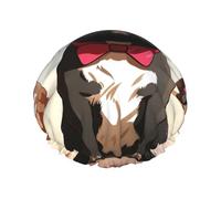 Cartoon dog french bulldog Shower Cap for Women Double Layers Thick Hair Caps Reusable Waterproof Bath Caps with Elastic Band Hair Hat Washable Shower Hat for Men Women Spa Salon