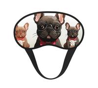 Cartoon Dog French Bulldog Sleep Mask for Side Sleeper Soft Breathable Sleeping Eye Mask Blackout Silk Eye Sleep Shade Cover with Elastic Strap Night Blindfold for Women Men Travel Nap