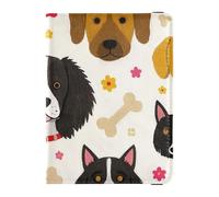 Cartoon Dog Heads and Bone Leather decorative Passport Holder Cover Vaccine Card Holder Cover Combo Card Holder Passport Case Waterproof, cartoon dog heads and bone, One Size