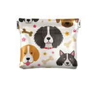 Cartoon Dog Heads Bone Leather Coin Purse for Women Cartoon Dog Heads and Bone 1 Size Art Print, Cartoon Dog Heads and Bones, 1 size, Art Print