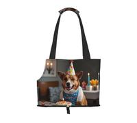 Cartoon Dog Holding Cake Printed Portable Foldable pet Shoulder Bag, Suitable for Carrying Small Pets
