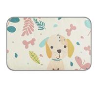 Cartoon Dog Leaves Bones Beige Summer mat for cats outdoor Self Cooling 38" x 23" cooling mat for outside for pig sleeping cutapete enfriador para perros M