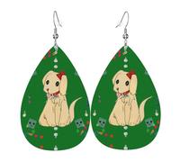 Cartoon dog on grass Leather earrings, European and American style earrings for young women, birthday gifts/Valentine's Day gifts