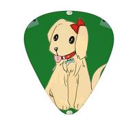 Cartoon dog on grass Stylish and durable guitar picks, three types of thin, medium and heavy guitar picks (12 pieces), suitable for guitar, bass, electric guitar, ukulele,