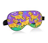 Cartoon Dog Party Purple Green Travel Essential Blackout Eye Covers with Elastic Adjustable Band Blackout Skin Care Eye mask Cover Public Transportation