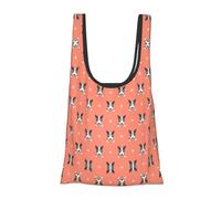 Cartoon Dog Print Reusable, Foldable,Washable Grocery Bags Foldable in A Pouch Eco Tote Shopping Bag,Daily Shopping Loading