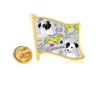 Cartoon Dog Text Toy Illustration Pattern Golden Metal Flag Lapel Pin Badge