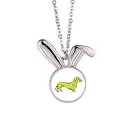 Cartoon Dog Yellow Illustration Pattern Rabbit Necklace Pendant Bunny Animal Jewelry Gift