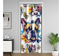 Cartoon Dogs Door Curtain for Closet and Room Divider,Watercolor Puppy Pet Closet Doors Cover Curtains for Privacy,Rustic Butterfly Farmhouse Style Room Divider Curtain 1 Panel,52"W X 80"L