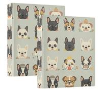 Cartoon Dogs Face 3.8cm Binder Round Rings Binder With Inner Pockets 1/2 Pack Various Binder Hard Cover