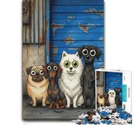 Cartoon Dogs Posing Against a Wall Jigsaw Puzzle for Adults, 500 Pieces | Section-by-section building: a simple way to organise the image at your own pace.