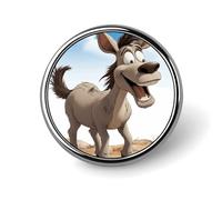 Cartoon Donkey Brooch with Button Design, Funny Backpack Pins for Women, Personalized Brooch Pins for Men, Round Badge for Hat, Cute Badge Holders for Activity