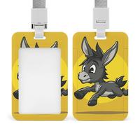 Cartoon Donkey Image Badge Holder Hard Plastic Card Case Protector Pouch Name Key Card Holder Case for Office ID Credit Cards and Proximity Key Cards