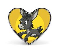 Cartoon Donkey Image Black And Red Marble Lapel Pin - Heart Shape Brooch Pins for Men & Women Suit Accessories, 1" Lightweight Enamel Lapel Pins Buttons for Backpacks, Hats, Bags, Lanyards