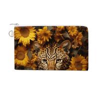 Cartoon Donkey Image Coin Purse Canvas Change Pouch with Zipper Small Cosmetic Organizer Bag Women Wallet for Car Keys, Credit Cards, Cash, Lipstick, Leopard and Sunflower, One Size