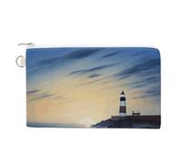 Cartoon Donkey Image Coin Purse Canvas Change Pouch with Zipper Small Cosmetic Organizer Bag Women Wallet for Car Keys, Credit Cards, Cash, Lipstick, The Seaside Lighthouse, One Size