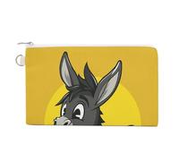 Cartoon Donkey Image Coin Purse Canvas Change Pouch with Zipper Small Cosmetic Organizer Bag Women Wallet for Car Keys, Credit Cards, Cash, Lipstick, Cartoon Donkey Image, One Size