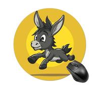 Cartoon Donkey Image Mouse Pad Round Laptop Mouse Mat Cute Computer Mousepad Keyboard Pad Non-Slip Desk Pads for Gaming Office Work Home