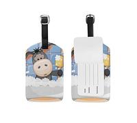 Cartoon Donkey in The Bathroom Luggage Tag for Girl Women Kid Travel Baggage Tag Leather 1 Piece