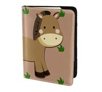 cartoon donkey Passport Holder5.5 in - Genuine leather, unisex - Folding passport holder