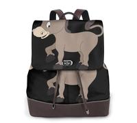 Cartoon Donkey Print Women Backpack Waterproof Anti-Theft Lightweight Pu Fashion Leather Nylon School Shoulder Bag Travel Backpack