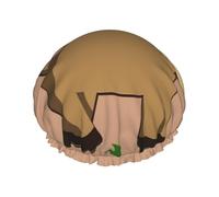 cartoon donkey Printed shower cap, reusable, double-layered design, suitable for women to wrap their hair, wash their face, and apply face masks.