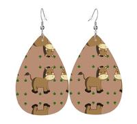 cartoon donkey Teardrop-shaped leather earrings, clothing decoration, suitable for festival parties, holidays and daily life