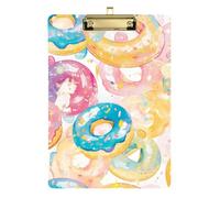 Cartoon Donuts Simple Pastel Acrylic clipboard Automotive Standard Letter A4 Size Hard Board for Teacher Nursing Gold 12x9in Tabla para escribir
