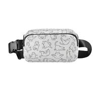 Cartoon Doodle Cat Fashion Fanny Pack Waist Bag for Women Men Teenagers Mini Sling Bag Travel Essential with Adjustable Strap for Workout Running Hiking, Cartoon Doodle Cat, One Size