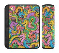Cartoon Doodle Dragon 2 Pack Shoulder Strap pad, More Comfort Driving, car seat Belt Covers for Bag