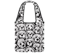 Cartoon Doodle Puppy Dogs Canvas Tote Bag, Medium Book Tote Reusable Cloth Bag for Women Teachers Nurse