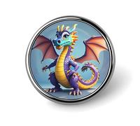 Cartoon Dragon Button Pin Round Alloy Lapel Pins Badges Novelty Funny Enamel Pins Button Lapel Personalized Pinback Button Badges Cute Brooche Pin for Backpacks Jackets Bags