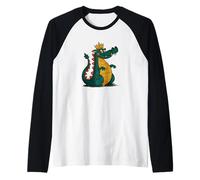 Cartoon Dragon Costume with Crown for Kingdom Lovers Raglan Baseball Tee