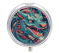Cartoon Dragon Head Pill Box Mini Pill Case Pocket Pill Case for Men Travel Pill Box Cute Pill Organizer 3 Compartment Medicine Pill Organizer Pill Container Pill Holder