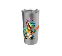 Cartoon Dragon Rock Star Electric Guitar Player Design Stainless Steel Insulated Tumbler