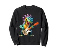 Cartoon Dragon Rock Star Electric Guitar Player Design Sweatshirt