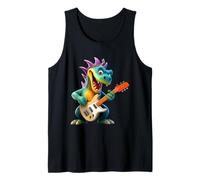 Cartoon Dragon Rock Star Electric Guitar Player Design Tank Top