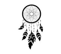 Cartoon Dreamcatcher with Different Feathers Wall Decals 34x61.9cm Tattoo Culture Black