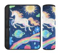 Cartoon Dreamy Unicorns car seat Shoulder Strap Covers,Release Stress to Your Neck and Shoulders,Covers for seat Belts for SUV Auto Bag funda para cinturón de carro 2 pcs