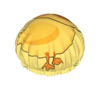 cartoon duck Double layer women's shower cap, reusable, large size design suitable for all hair lengths, suitable for girls, spa and home salon use.