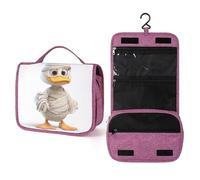 Cartoon Duck Dressed As A Mummy Travel Toiletry Bag for Women,Hanging Makeup Organizer with Hook for Shampoo