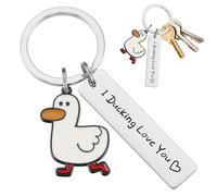 Cartoon Duck Keychain I Ducking Love You, Duck Keyring Funny Keyrings Novelty Couples Keychain Duck Gifts for Women Men Duck Gift Duck Lovers Gifts for Her Him Presents for Boyfriend Girlfriend Couple