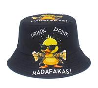 Cartoon Duck Print Bucket Hat Fisherman Fishing Sun Cap for Adult Women Men Girl Boy Unisex Packable Outdoor Panama Hats (UK, Alpha, One Size, Drink Drink Black)