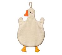 Cartoon Duck Shaped Kitchen Hand Towel, Hanging Absorbent Microfiber Towel with Loop, Grey and White, 35cm x 25cm (White)
