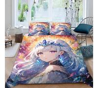 Cartoon Duvet Cover Set Single Watercolor Japanese Style 3D Printed Reversible Bedding Set 2 Pillowcases and Zipper Closure soft Microfiber lightweight Comforter Cover for Girls Boys6yf0