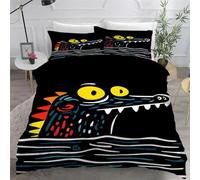 Cartoon Duvet Cover Super king Set, Microfibre Bedding Double Bed Set, Crocodile Reversible Quilt Cover Set, Puckering Duvet Covers Set with Zipper Closure, with 2 Pillowcases