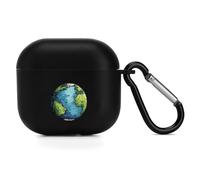 Cartoon Earth Compatible with AirPods 4 Case Cover with Hanging Buckle Soft Case Charging Visible LED