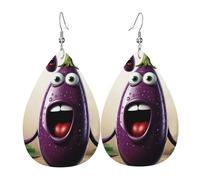Cartoon Eggplant Leather Earrings for Women Teardrop Earrings Lightweight Dangle Drop Earrings Cute Jewelry Gift