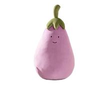 Cartoon Eggplant Plush Toy Stuffed Vegetable Doll, Soft Purple Plushie with Green Top, Cute Mini Plush Doll for Boys Girls Desktop Decoration or Sofa Accent, Funny Food-Inspired Plush Toy, 17cm